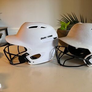 White DeMarini Softball Helmet